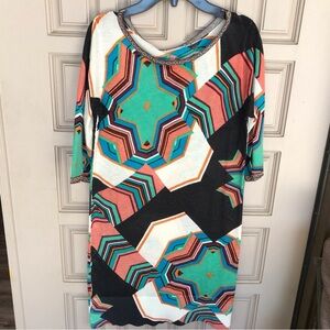 Unbranded Light Weight Sweater Dress Graphic Design SzS Long Sleeves Round Neck